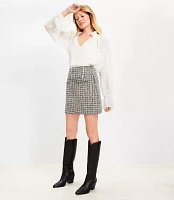 Tall Metallic Tweed Fringe Pocket Mini Skirt