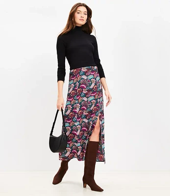 Tall Paisley Side Slit Midi Skirt