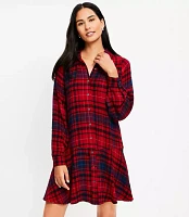 Petite Plaid Flounce Mini Shirtdress