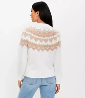 Petite Heart Fair Isle Mock Neck Sweater