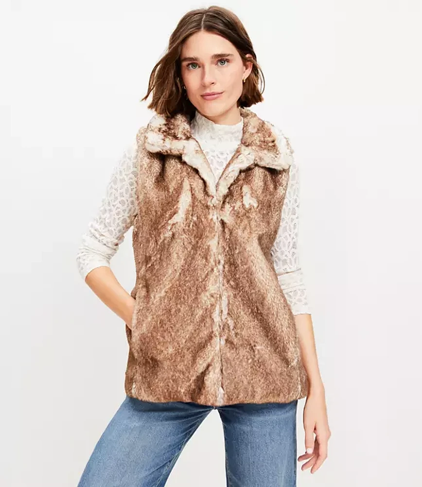 Petite Modern Faux Fur Vest