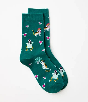 Holiday Cat Crew Socks