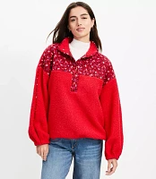 Petite Floral Cozy Sherpa Mixed Media Sweatshirt