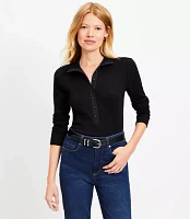 Pointelle Perfect Ribbed Henley Top