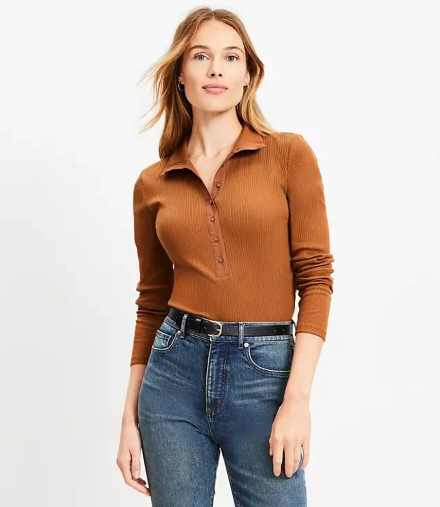 Pointelle Perfect Ribbed Henley Top