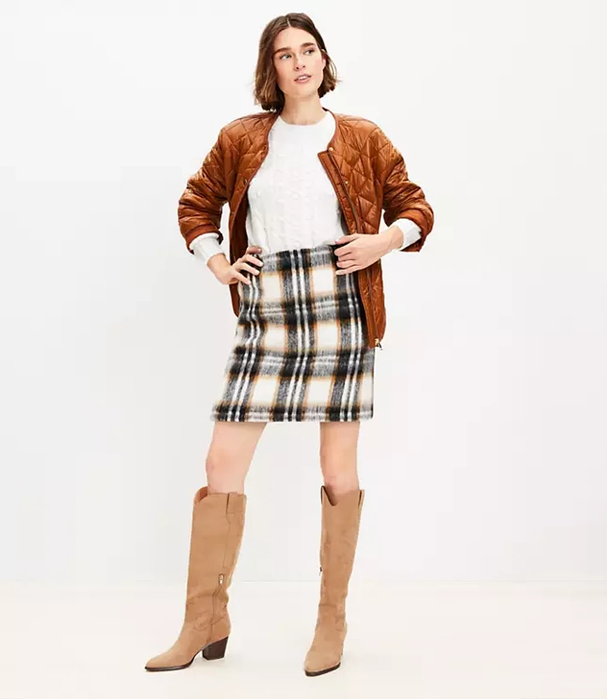 Petite Brushed Plaid Mini Skirt