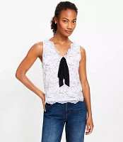 Floral Lace Bow Double V Cami