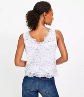 Floral Lace Bow Double V Cami