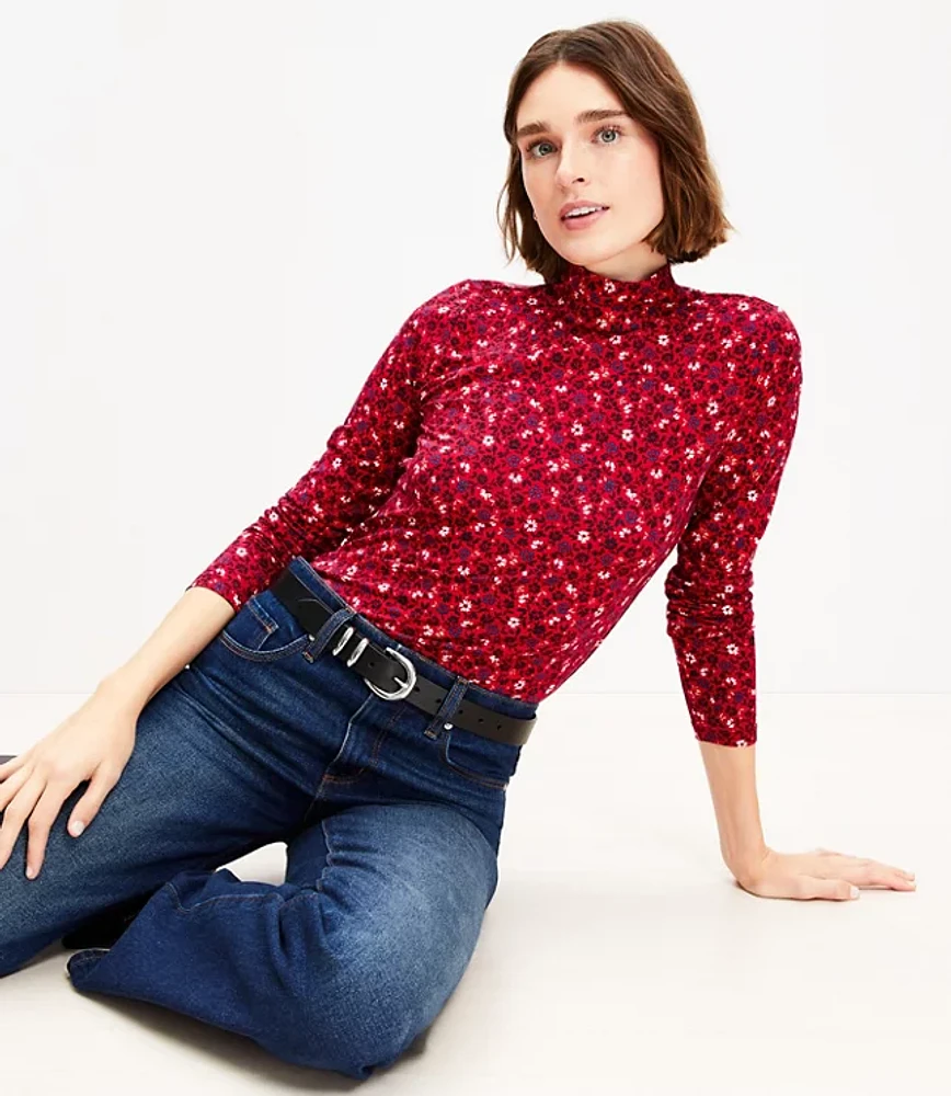 Floral Long Sleeve Turtleneck Top