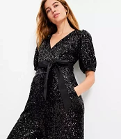 Petite Sequin Tie Waist Jumpsuit