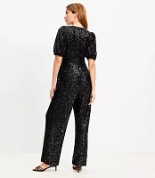 Petite Sequin Tie Waist Jumpsuit