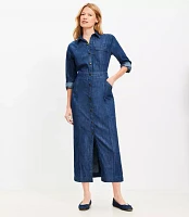 Petite Chambray Midi Pocket Shirtdress