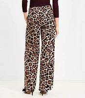 Petite Clean Wide Leg Pants Leopard Print Velvet