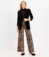 Petite Clean Wide Leg Pants in Leopard Print Velvet