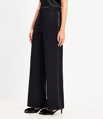 Petite Curvy Clean Wide Leg Pants Tuxedo Stripe