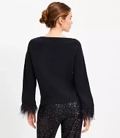 Petite Feathered Cuff Boatneck Sweater