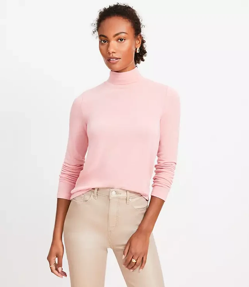 Petite Long Sleeve Mock Neck Top