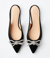 Sparkle Bow Satin Slingback Flats