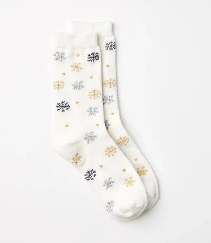 Shimmer Snowflake Cozy Crew Socks