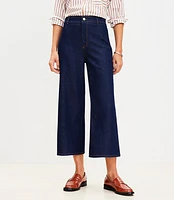 Petite High Rise Denim Culottes Dark Rinse