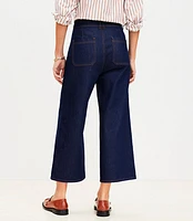 Petite High Rise Denim Culottes Dark Rinse