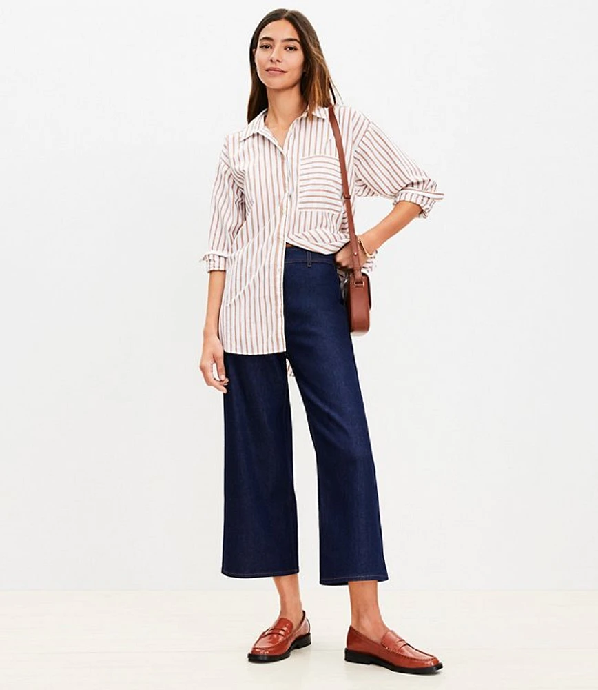 Petite High Rise Denim Culottes Dark Rinse