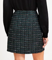 Metallic Tweed Button Pocket Mini Skirt