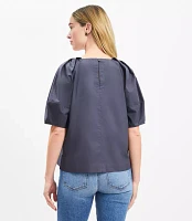 Poplin Button Sleeve Top