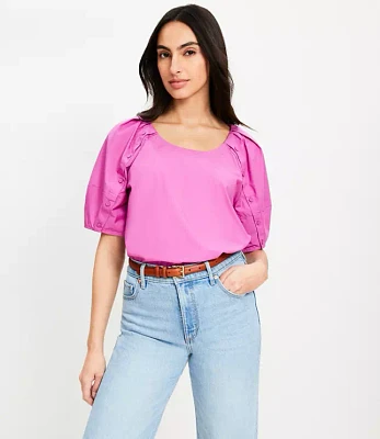 Poplin Button Sleeve Top