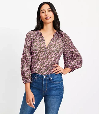 Petite Floral Billow Sleeve Blouse