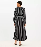 Striped Tie Waist Midi Dress