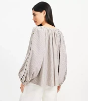Shimmer Striped Button Sleeve Blouse