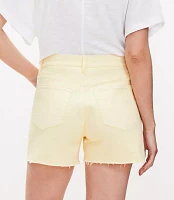 Fresh Cut High Rise Off Denim Shorts Lemon Brulee