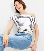 Stripe Ruched Off The Shoulder Top