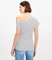 Stripe Ruched Off The Shoulder Top