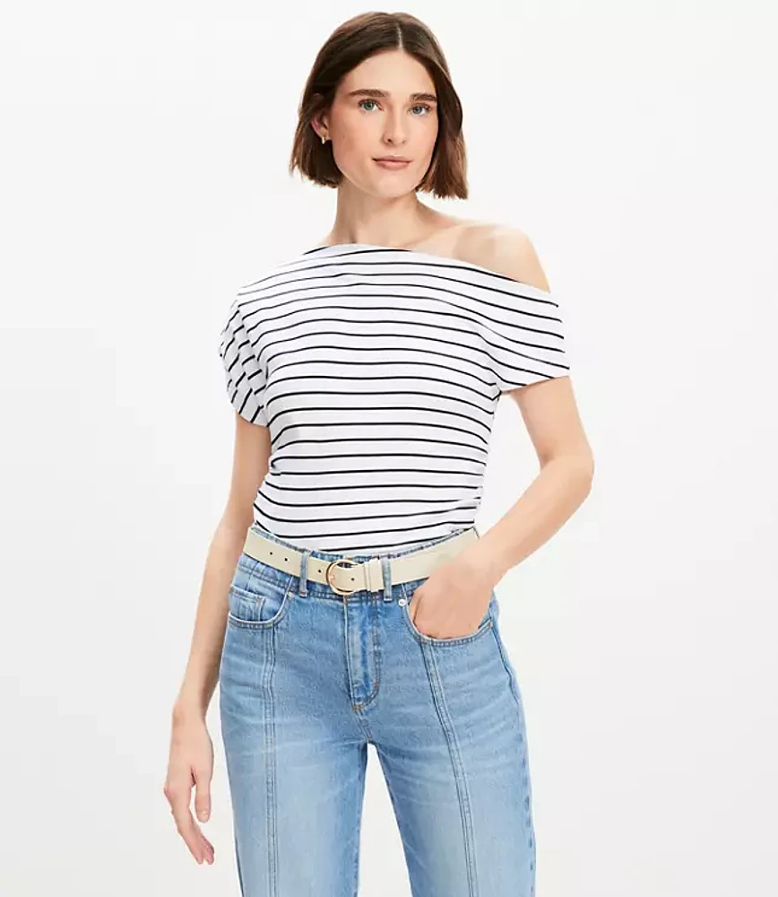 Stripe Ruched Off The Shoulder Top