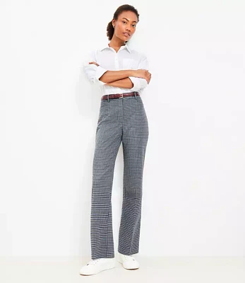 Petite Full Length Straight Pants Houndstooth Brushed Flannel