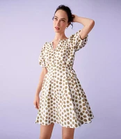 Dotted Side Tie Mini Pocket Dress