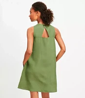 Linen Blend Cutout Back Mini Pocket Dress