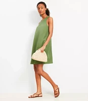 Linen Blend Cutout Back Mini Pocket Dress