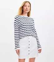 Zig Zag Wide Sleeve Boatneck Sweater