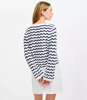 Zig Zag Wide Sleeve Boatneck Sweater