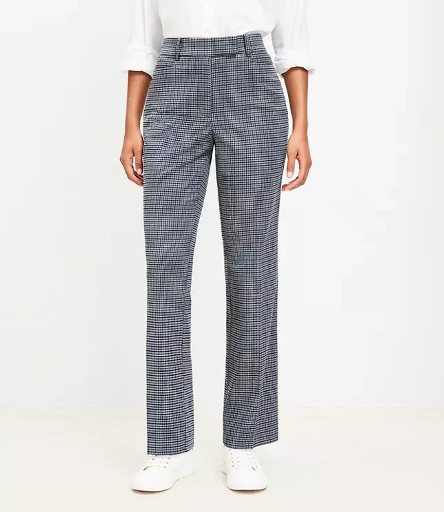 Curvy Full Length Straight Pants Houndstooth Brushed Flannel