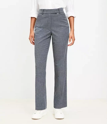 Curvy Full Length Straight Pants Houndstooth Brushed Flannel