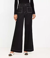 Petite Palmer Wide Leg Crop Pants Pique