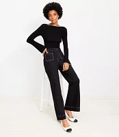 Petite Palmer Wide Leg Crop Pants Pique