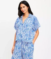 LOFT Beach Spiral Linen Split Neck Top