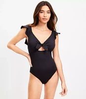 LOFT Beach Cutout Ruffle Sleeve One Piece Swimsuit