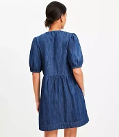 Petite Chambray Bow Mini Pocket Dress