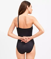 LOFT Beach Asymmetrical Bandeau One Piece Swimsuit